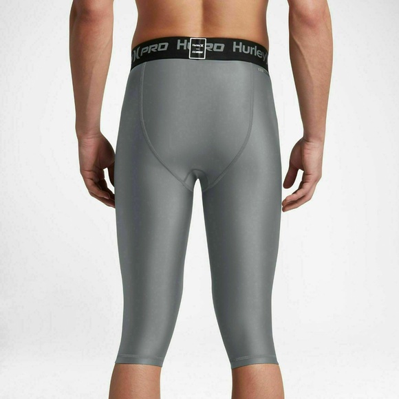 Hurley Pro 23” Compression Surf Tights Shorts Grey Mens Size S 50+ UPF JJF - Picture 2 of 3